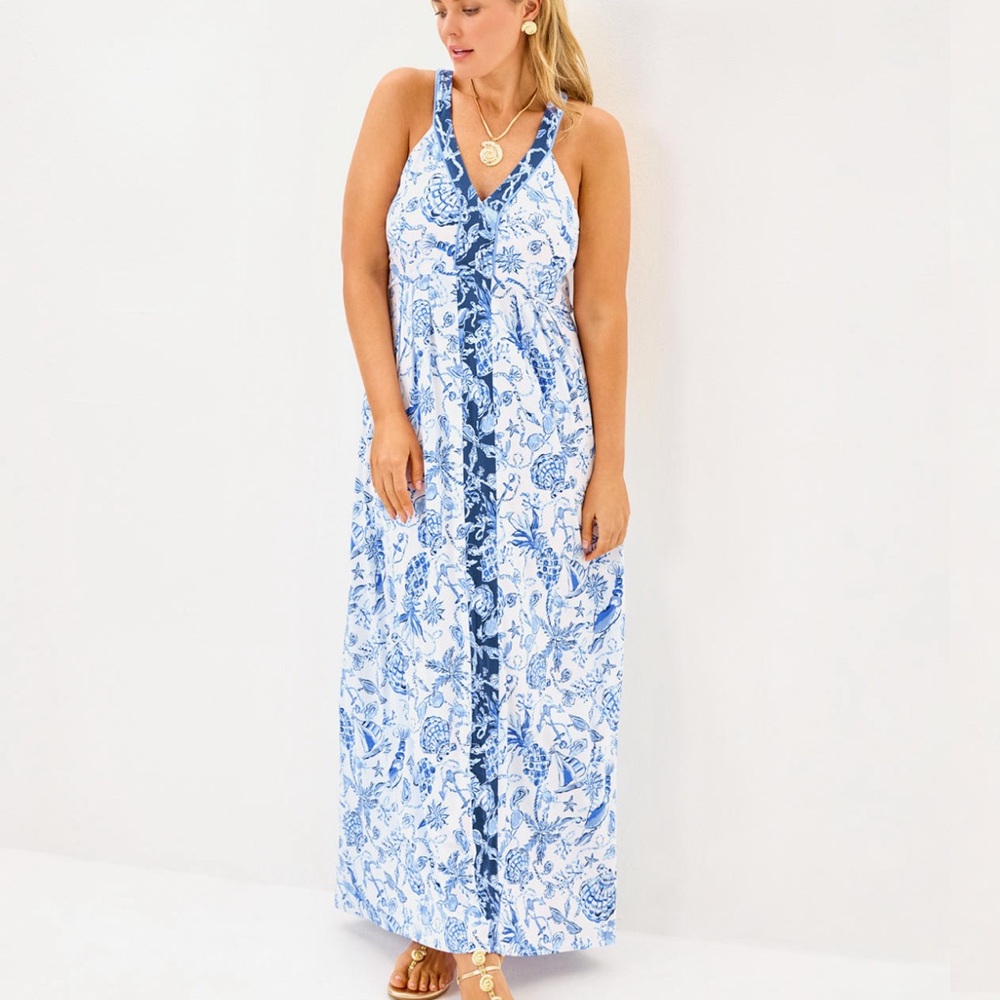 Lilly Pulitzer Carmilla Blue Floral Maxi Dress - Picture 2 of 4